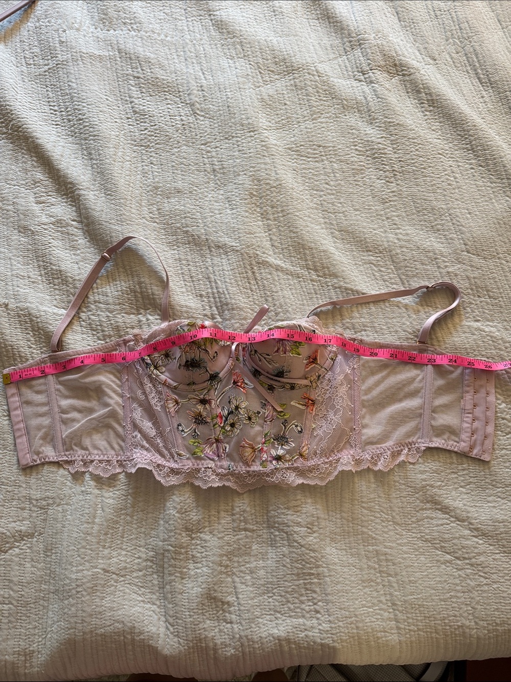 Victorias Secret Women's Floral Lace Corset Bra Top - Pink - Picture 4 of 5